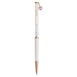 Crystalline ballpoint pen Heart, Pink, Pink lacquered, Rose gold-tone plated